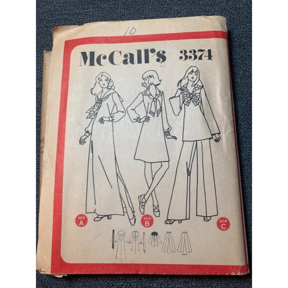 Vintage McCalls 3374 Sewing Pattern Dress Tunic Size 10 1970s uncut - Picture 5 of 5